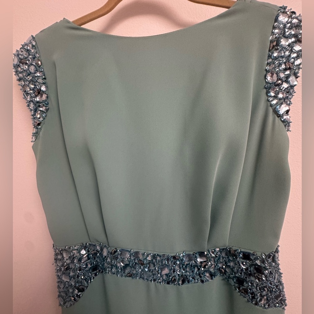 Pamella by Pamella Roland Teal/Green Embellished Long Dress/ Evening Gown - Picture 5 of 16